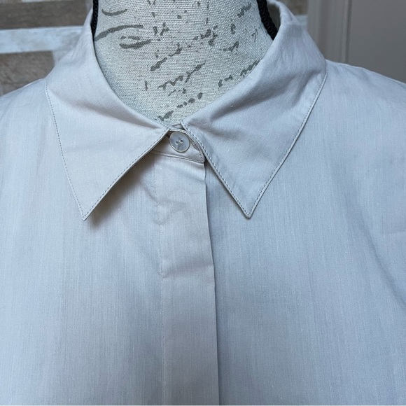 THEORY NWT Straight Cotton Button Shirt Wheat Sz L - Picture 5 of 11